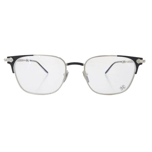 CHROME HEARTS クロムハーツ（原本無） ORALOVERHAUL オーラルオーバーハウル スクエアフレーム CHロゴプレートテンプル アイウェア 眼鏡 シルバー系 ブラック系 54□19-153【中古】