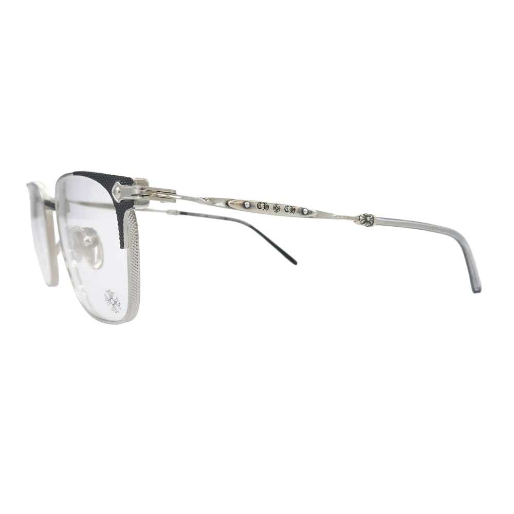 CHROME HEARTS クロムハーツ（原本無） ORALOVERHAUL オーラルオーバーハウル スクエアフレーム CHロゴプレートテンプル アイウェア 眼鏡 シルバー系 ブラック系 54□19-153【中古】