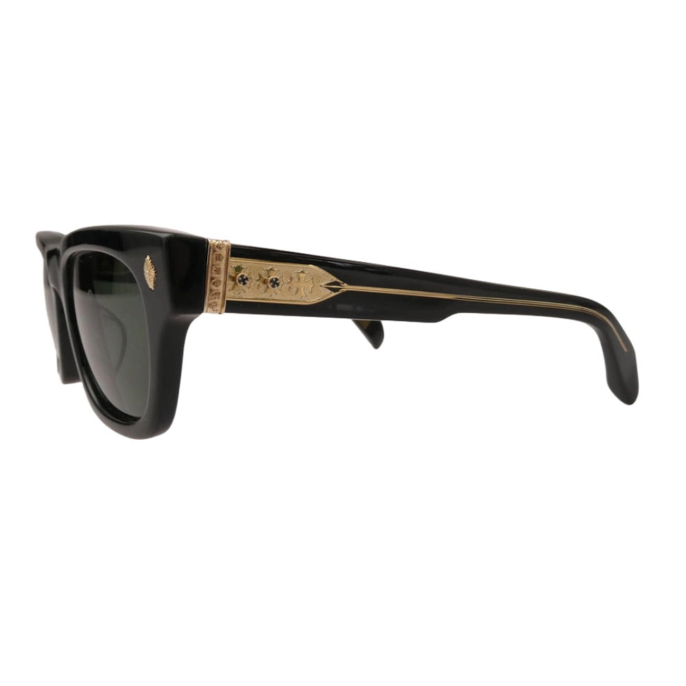 CHROME HEARTS クロムハーツ（原本無） DICK FITZENER BK-18KGP CHプラステンプル ウェリントン型 ゴールド×ブラック サングラス アイウェア ブラック系【中古】