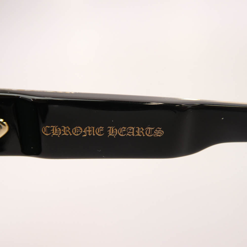 CHROME HEARTS クロムハーツ（原本無） DICK FITZENER BK-18KGP CHプラステンプル ウェリントン型 ゴールド×ブラック サングラス アイウェア ブラック系【中古】