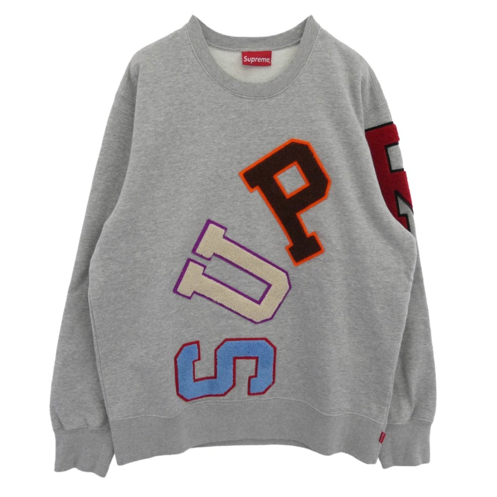 Supreme シュプリーム 20AW Big Arc Crewneck Sweatshirt アーチロゴ ワッペン 裏起毛 スウェットシャツ トレーナー グレー系 L【中古】