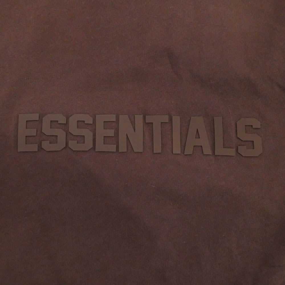 FEAR OF GOD フィアオブゴッド FOG ESSENTIALS エフオージー エッセンシャルズ ラバーロゴ プリント T シャツ ブラウン系 M【中古】