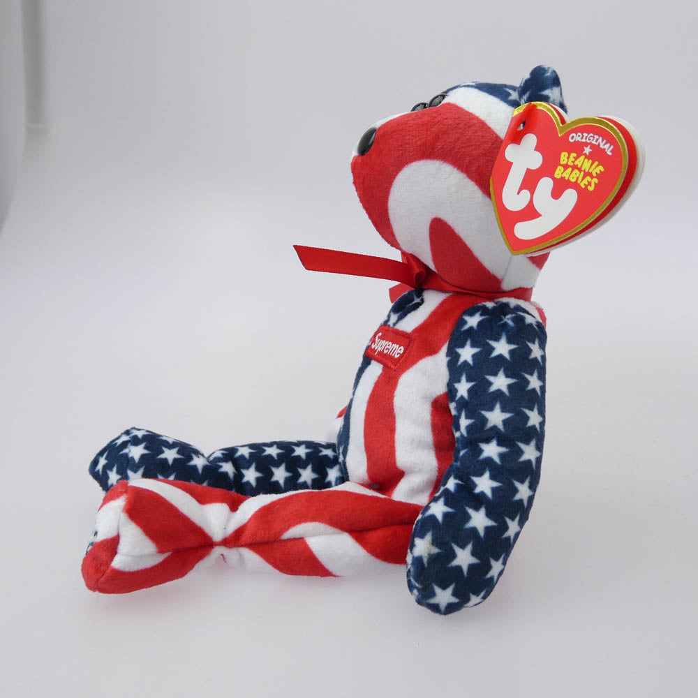 Supreme シュプリーム 22AW TY BEANIE BABIES FLAG テディベア ボックスロゴ 星条旗柄 ネイビー系 レッド系【極上美品】【中古】