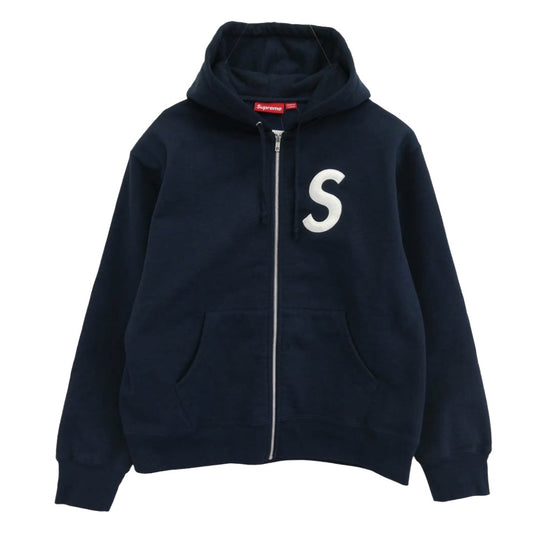 Supreme シュプリーム 25AW S Logo Zip Up Hooded Sweatshirt Sロゴ ジップアップ フルジップ フーディー パーカー ネイビー系 M【中古】