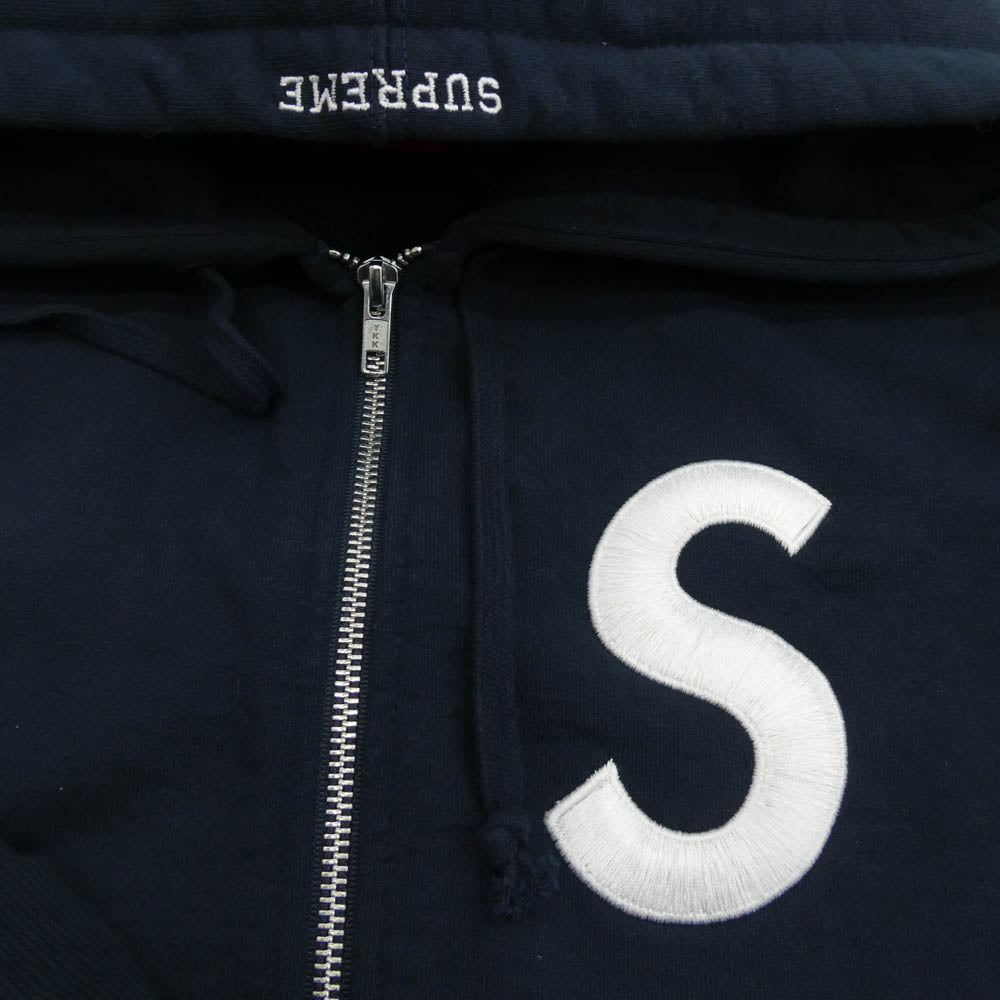Supreme シュプリーム 25AW S Logo Zip Up Hooded Sweatshirt Sロゴ ジップアップ フルジップ フーディー パーカー ネイビー系 M【中古】