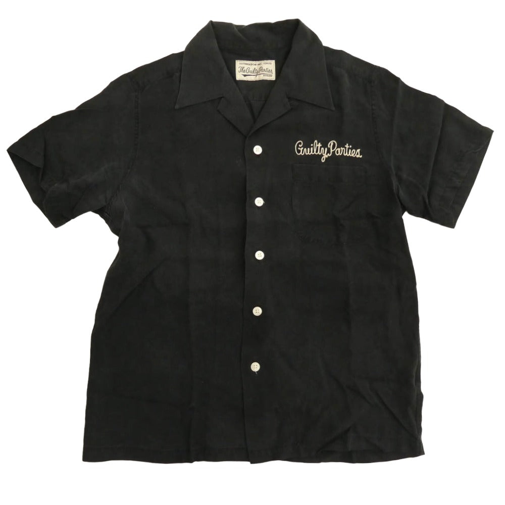 WACKO MARIA ワコマリア 刺繍 レーヨン オープンカラー 半袖シャツ ブラック系 S【中古】