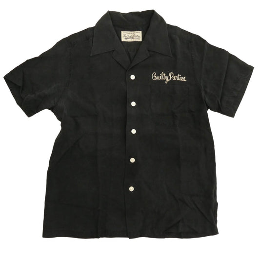 WACKO MARIA ワコマリア 刺繍 レーヨン オープンカラー 半袖シャツ ブラック系 S【中古】