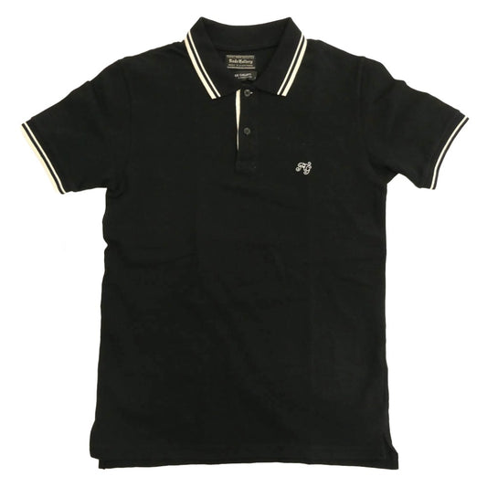 RUDE GALLERY ルードギャラリー S/S 半袖 襟袖ライン コットン ポロシャツ ブラック系 2【中古】