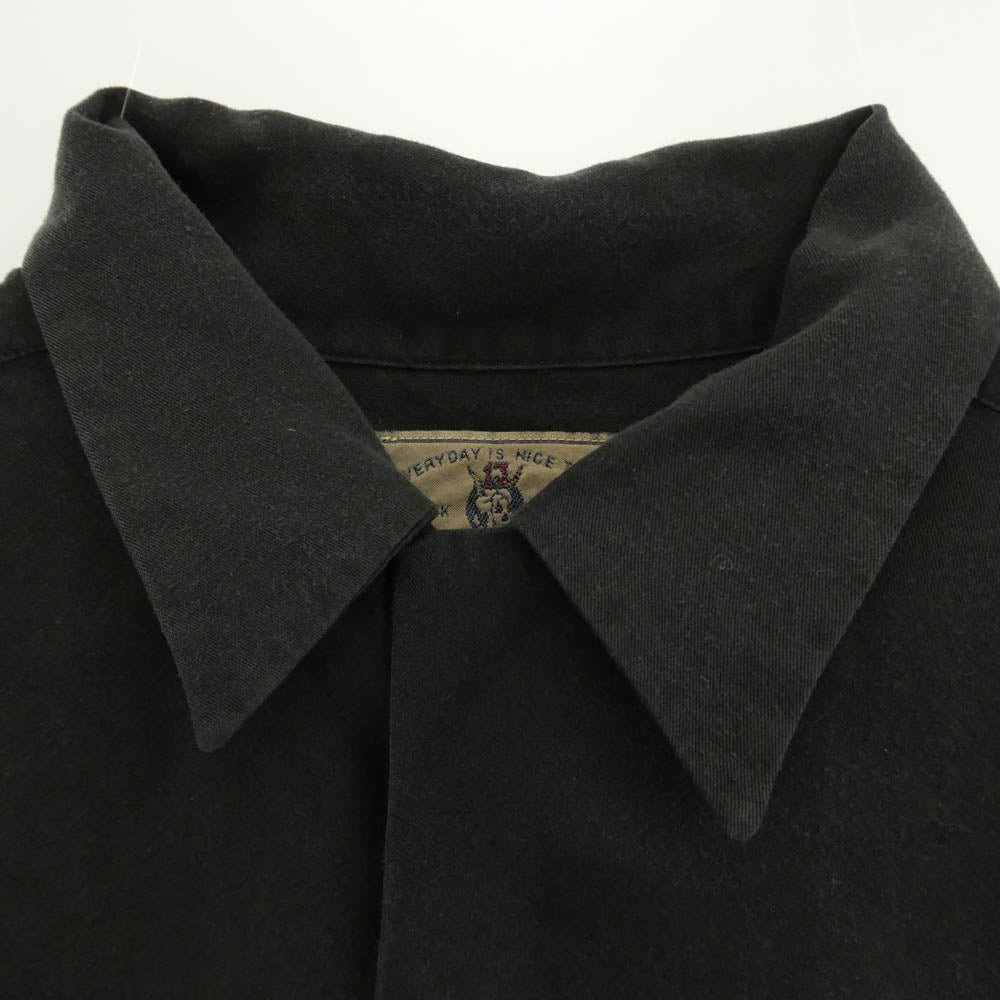 WACKO MARIA ワコマリア 刺繍 レーヨン オープンカラー ロングスリーブ 長袖シャツ ブラック系 S【中古】