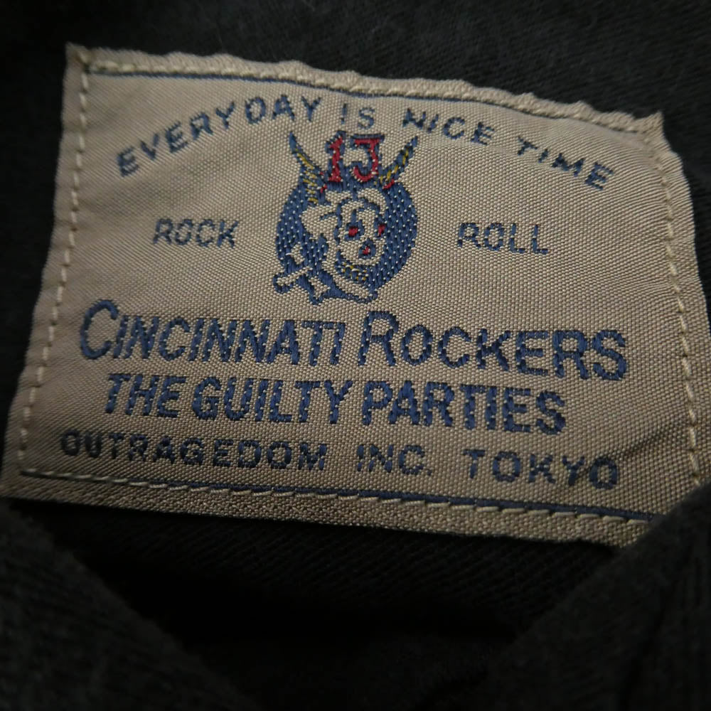 WACKO MARIA ワコマリア 刺繍 レーヨン オープンカラー ロングスリーブ 長袖シャツ ブラック系 S【中古】