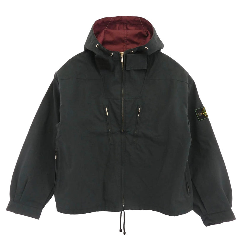 STONE ISLAND ストーンアイランド A54309 80s 90s 初期 フード付き 袖ロゴワッペン フルジップ ブルゾン ジャケット ネイビー系 M【中古】