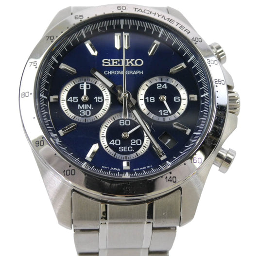SEIKO セイコー SBTR011 SPIRIT スピリット クロノグラフ クオーツ ウオッチ 横三ツ目 腕時計 シルバー系【極上美品】【中古】