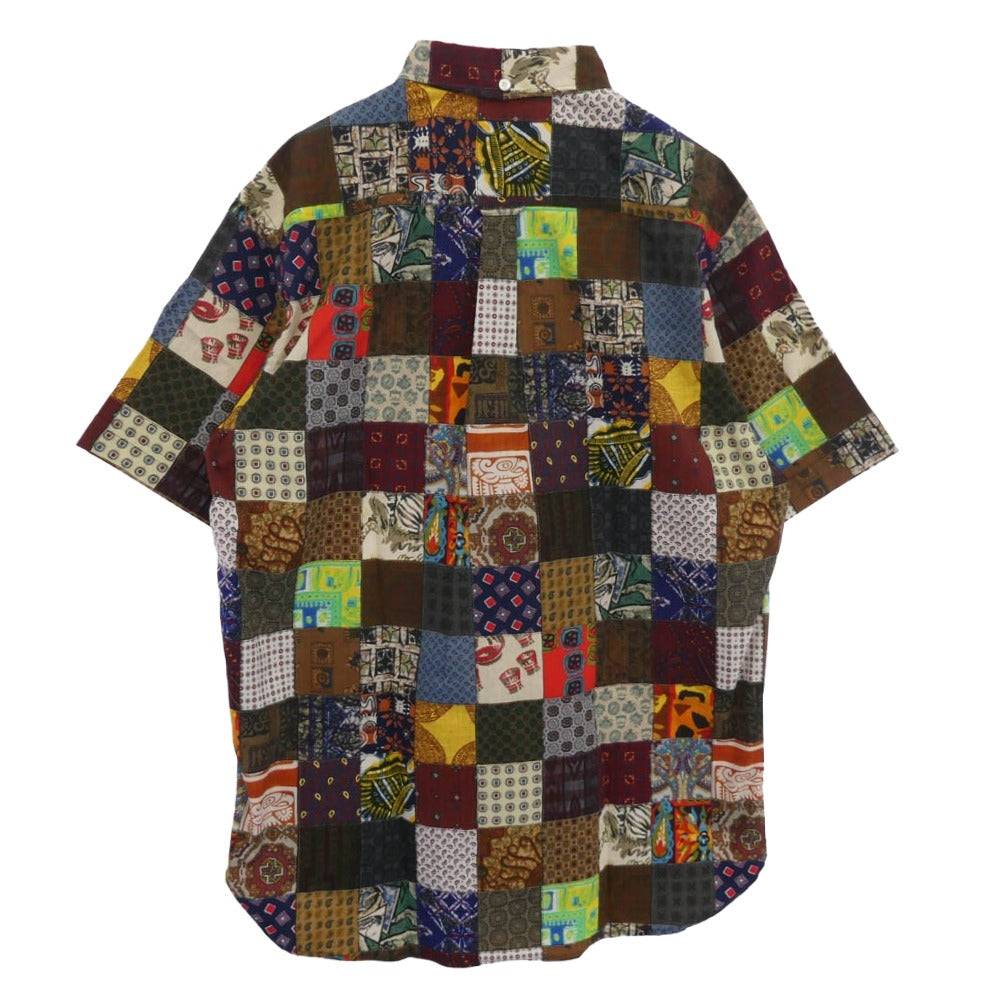 BEAMS ビームス パッチワークプリント ショートスリーブ ボタンダウン 半袖シャツ マルチカラー系 S【極上美品】【中古】