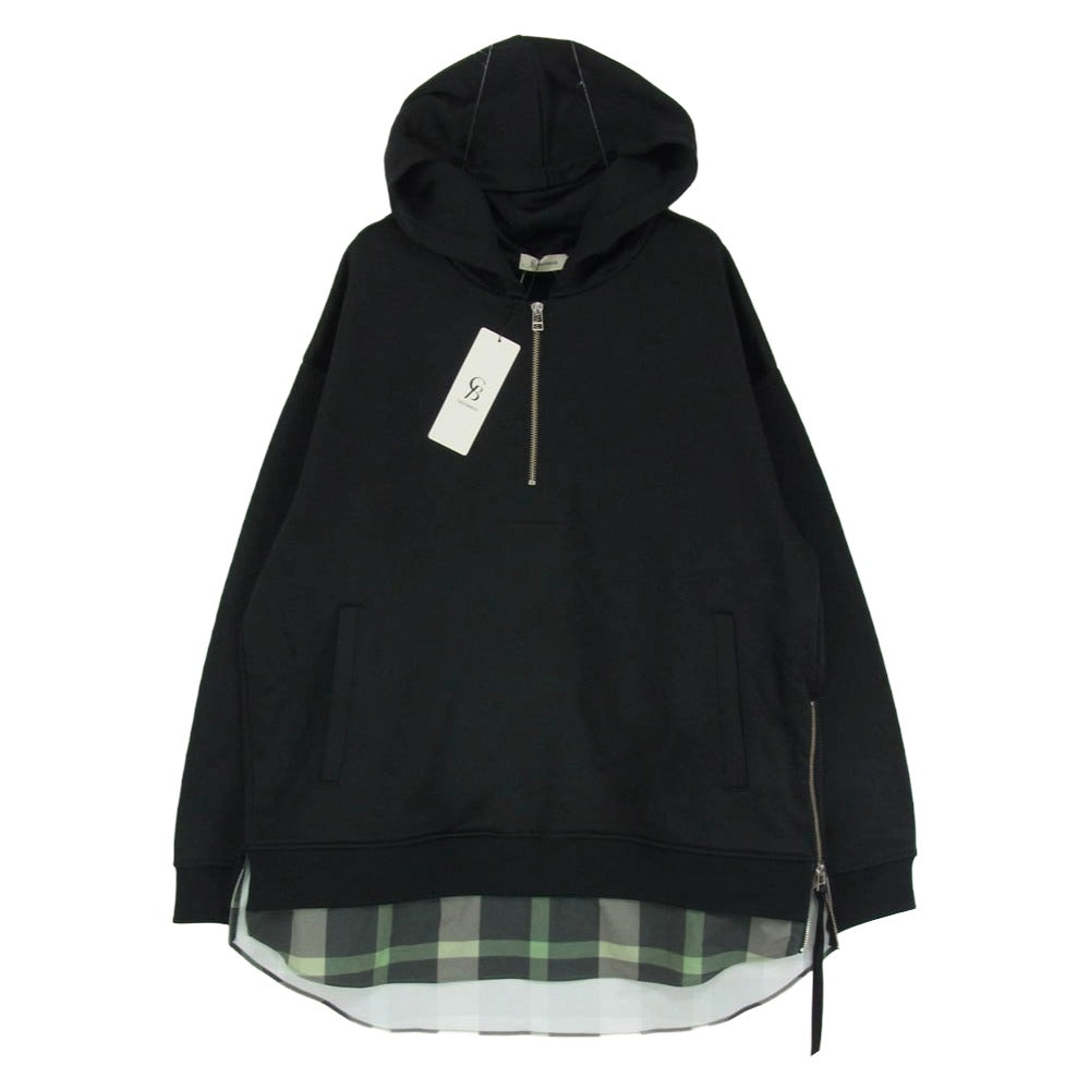 シービー・クレストブリッジ 57P52-452 レイヤーチェック ブライトウラケ フーディー ハーフジップ パーカー ブラック系 3【極上美品】【中古】