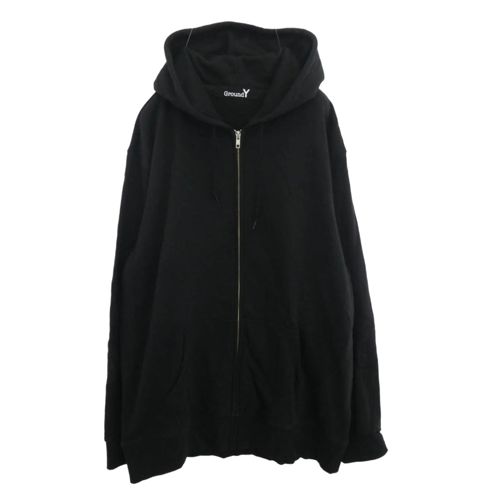 Yohji Yamamoto ヨウジヤマモト GroundY GR-T51-093 バックロゴプリント ジップ パーカー ブラック系 4【中古】
