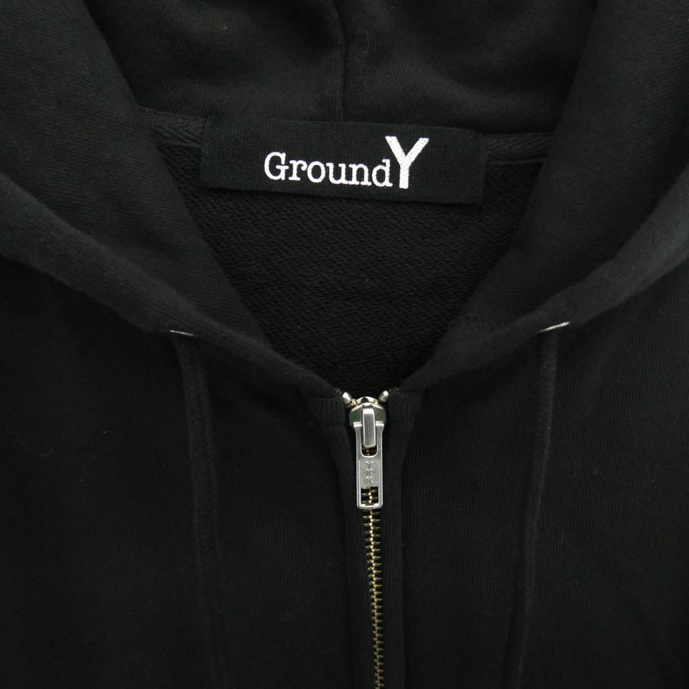 Yohji Yamamoto ヨウジヤマモト GroundY GR-T51-093 バックロゴプリント ジップ パーカー ブラック系 4【中古】