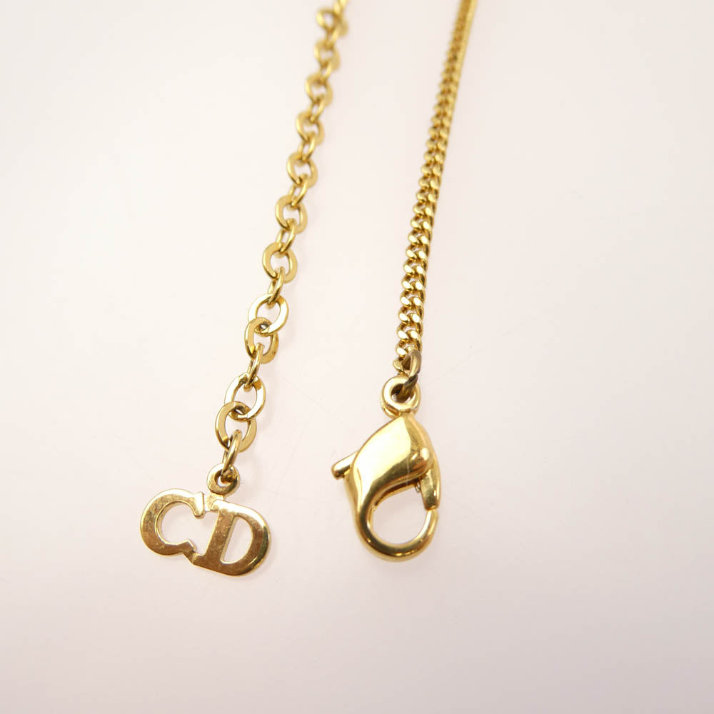 Christian Dior クリスチャンディオール ラインストーン CDロゴ ネックレス ゴールド系【中古】