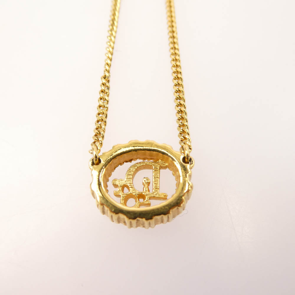 Christian Dior クリスチャンディオール ラインストーン CDロゴ ネックレス ゴールド系【中古】