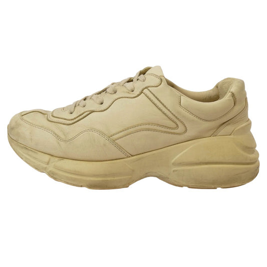GUCCI グッチ 498916 RHYTON ライトン ヴィンテージ加工 レザー スニーカー オフホワイト系 7【中古】