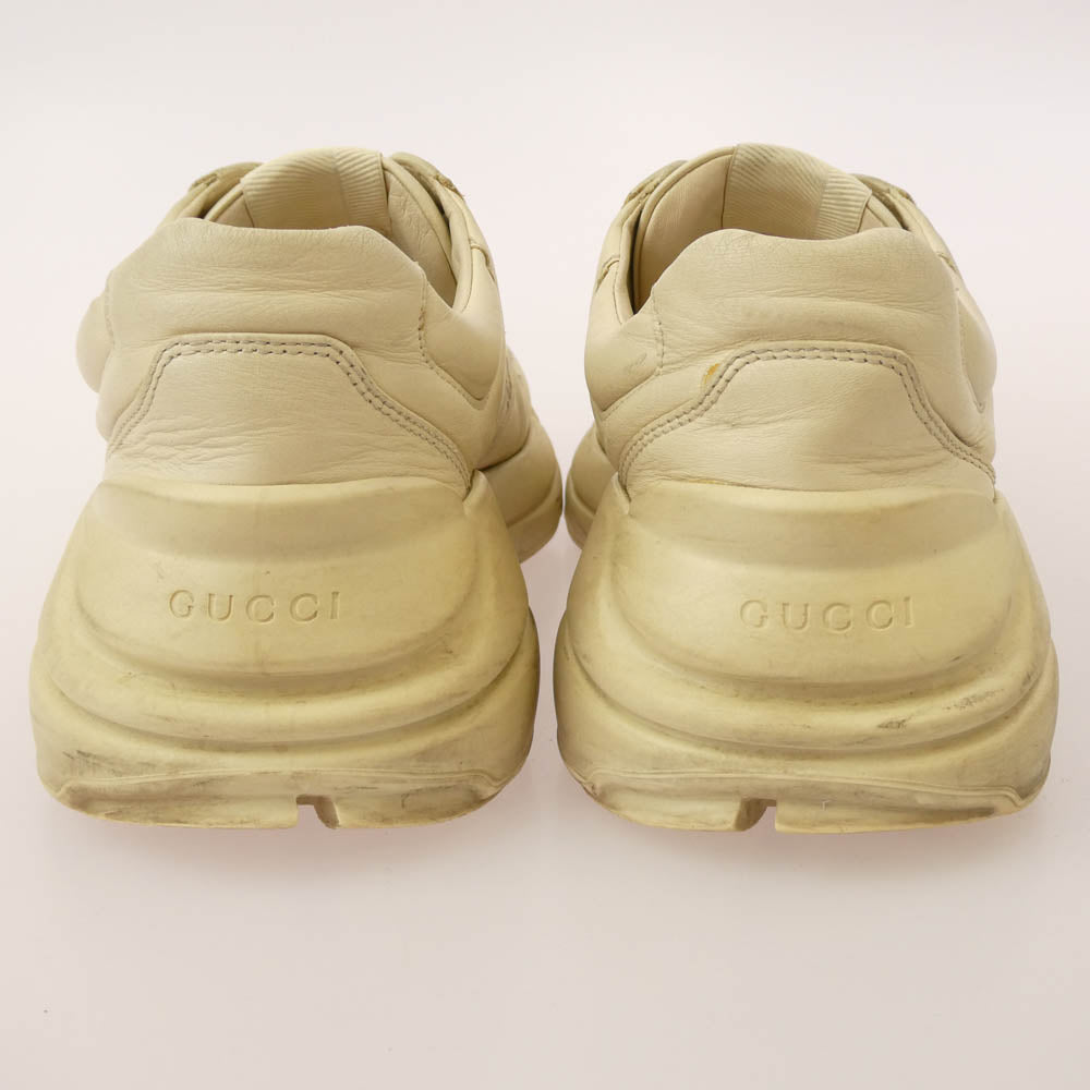 GUCCI グッチ 498916 RHYTON ライトン ヴィンテージ加工 レザー スニーカー オフホワイト系 7【中古】