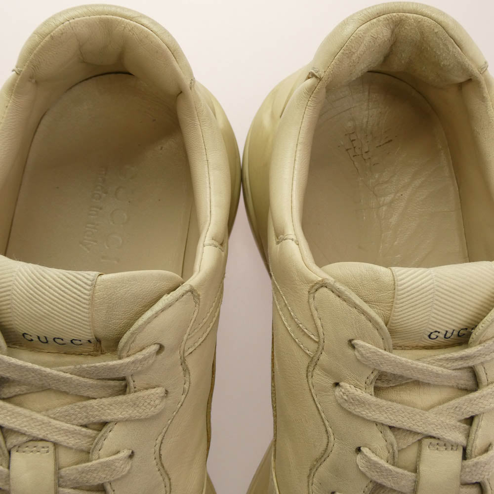 GUCCI グッチ 498916 RHYTON ライトン ヴィンテージ加工 レザー スニーカー オフホワイト系 7【中古】