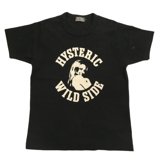 HYSTERIC GLAMOUR ヒステリックグラマー 02221CT31 HYS WILD SIDE アメリカンカレッジ ワイルドサイド スムース生地 半袖 Tシャツ ブラック系 L【中古】
