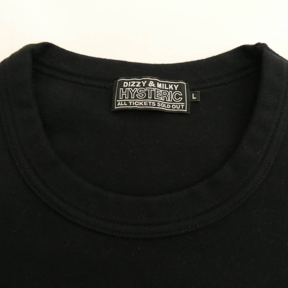 HYSTERIC GLAMOUR ヒステリックグラマー 02221CT31 HYS WILD SIDE アメリカンカレッジ ワイルドサイド スムース生地 半袖 Tシャツ ブラック系 L【中古】