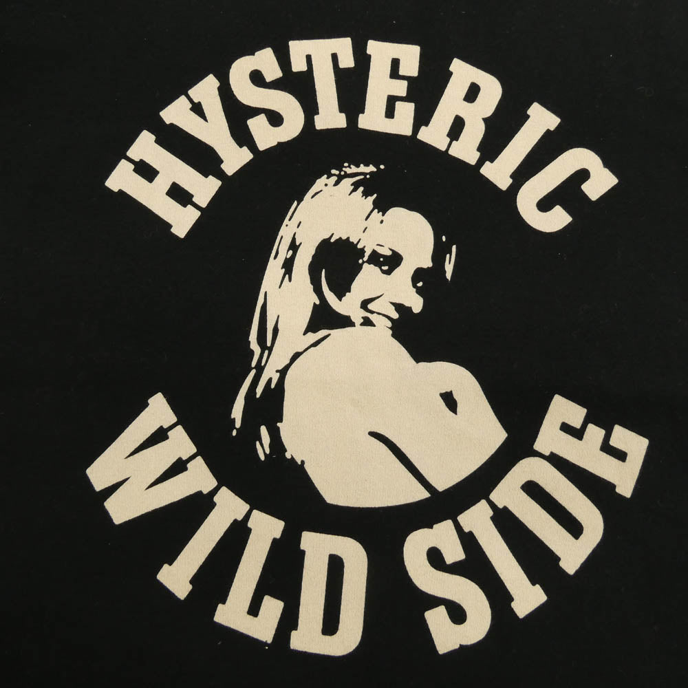 HYSTERIC GLAMOUR ヒステリックグラマー 02221CT31 HYS WILD SIDE アメリカンカレッジ ワイルドサイド スムース生地 半袖 Tシャツ ブラック系 L【中古】