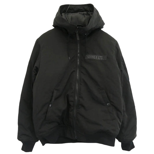 AVIREX アヴィレックス 783-4252050 USA製 中綿 ミリタリー フーデッド ジャケット ブラック系 L【中古】