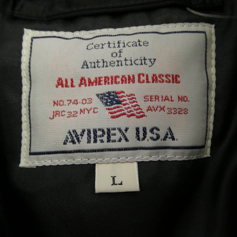 AVIREX アヴィレックス 783-4252050 USA製 中綿 ミリタリー フーデッド ジャケット ブラック系 L【中古】
