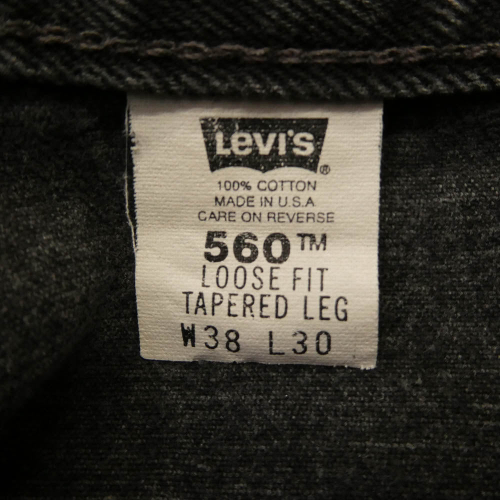 Levi's リーバイス 00560-0260 560 ボタン裏刻印554 LOOSE FIT TAPERED LEG BLACK DENIM STRAIGHT PANTS ルーズフィット ブラックデニム デニムパンツ ジーンズ ブラック系 W-38 L-30【中古】