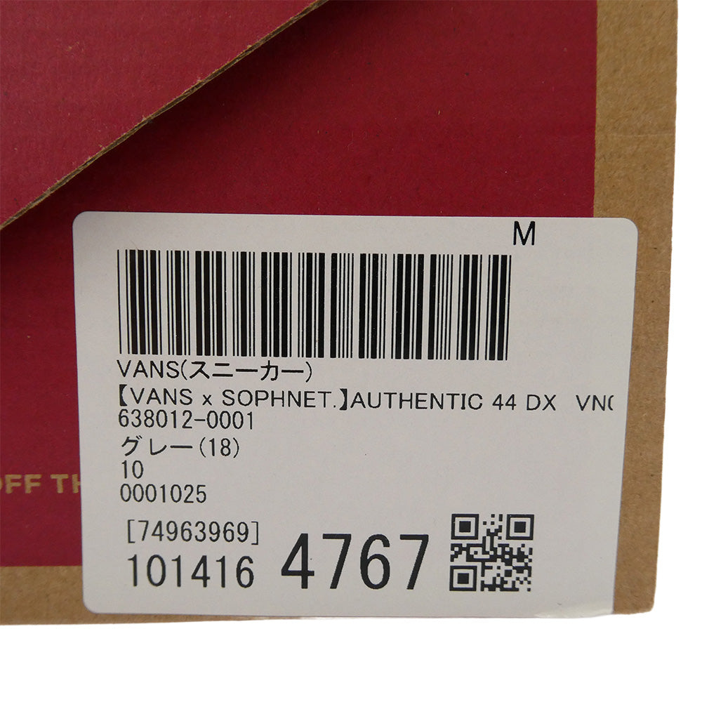 VANS バンズ 721278 SOPHNET. ソフネット Authentic 44 DX オーセンティック ローカット スニーカー グレー系 28cm【極上美品】【中古】