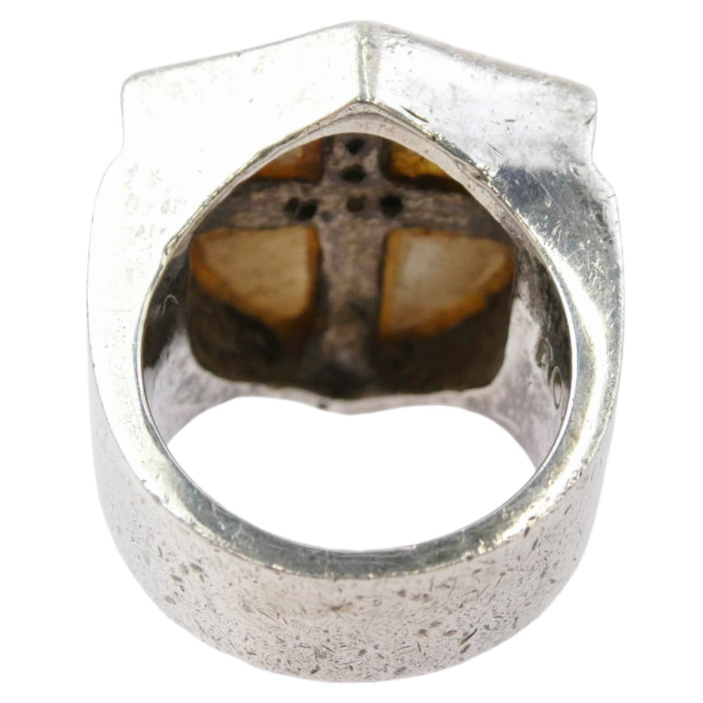 ROYAL ORDER ロイヤルオーダー SHIELD & CROSS W ダイヤ パール シールドクロス リング シルバー系 7号【中古】