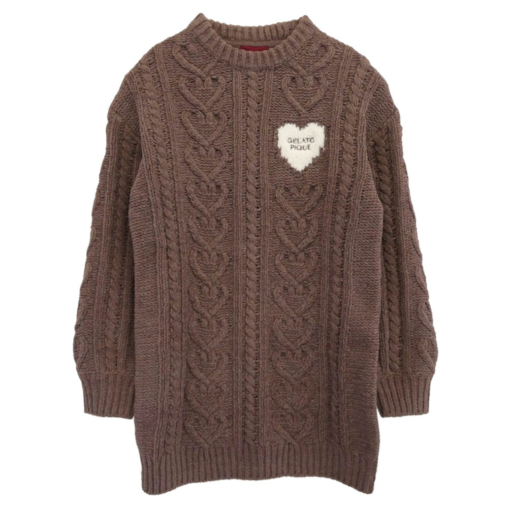 ジェラートピケ PWNO251073 ハートアラン ニット ワンピース ブラウン系 ONE SIZE【極上美品】【中古】
