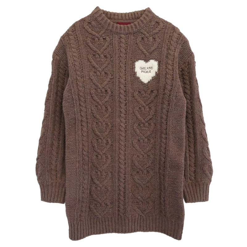 ジェラートピケ PWNO251073 ハートアラン ニット ワンピース ブラウン系 ONE SIZE【極上美品】【中古】