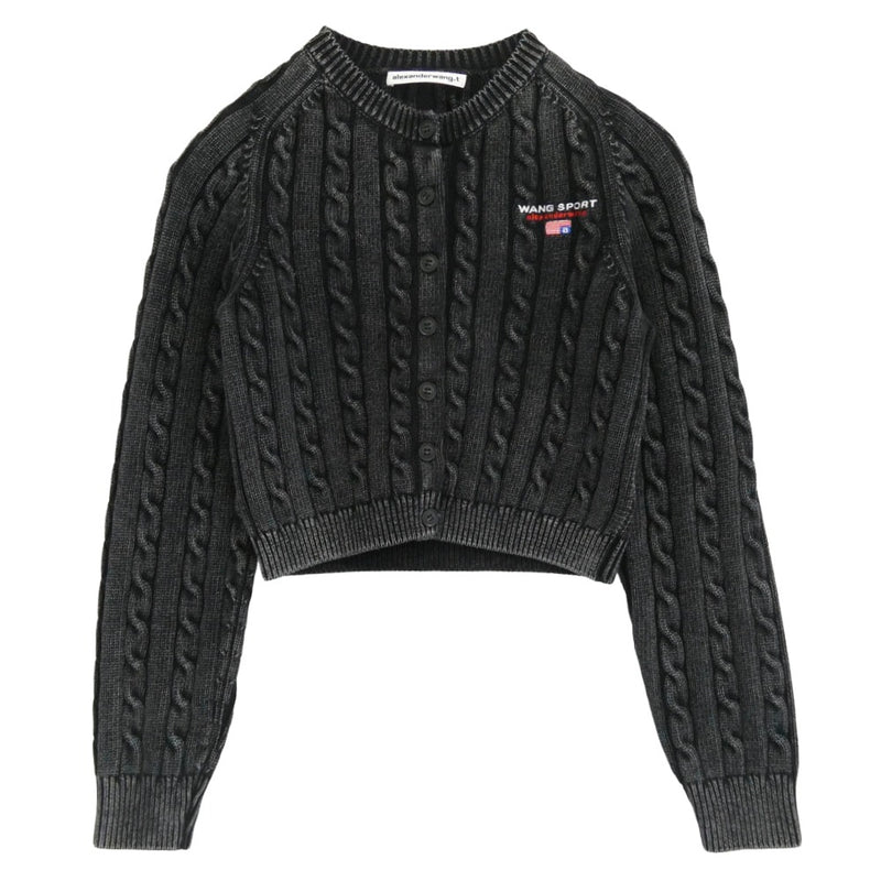 Alexander Wang アレキサンダーワン 4KC2251050 ケーブルニット クロップド カーディガン グレー系 XS【中古】