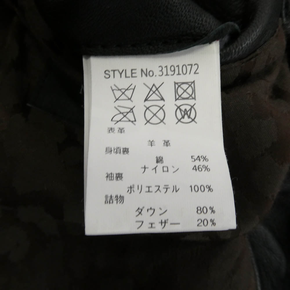 schott ショット 3191072 NANO universe ナノユニバース別注 レザー ダウン ジャケット ブラック系 L【中古】