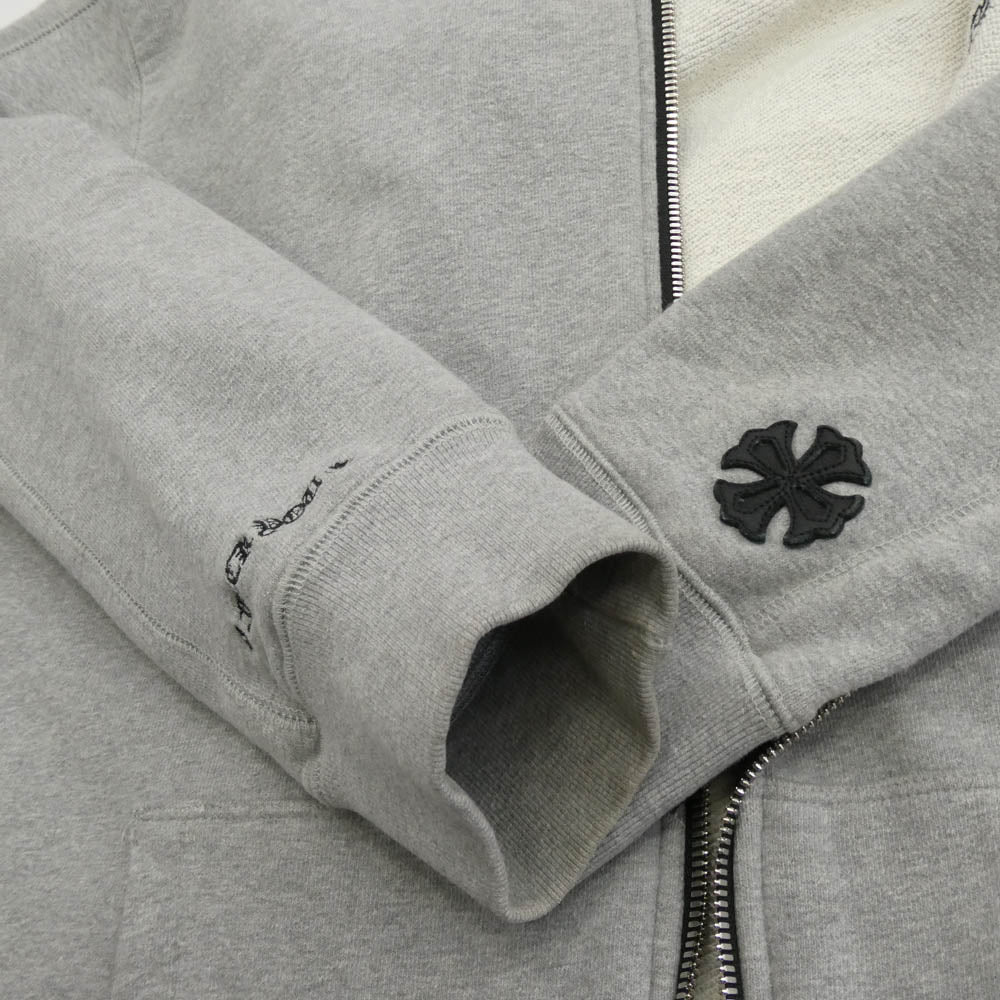 CHROME HEARTS クロムハーツ（原本無） FUCK YOU刺繍 CHプラスレザーパッチ ロゴ刺繍 ダガージップ フーディー パーカー グレー系 XL【中古】