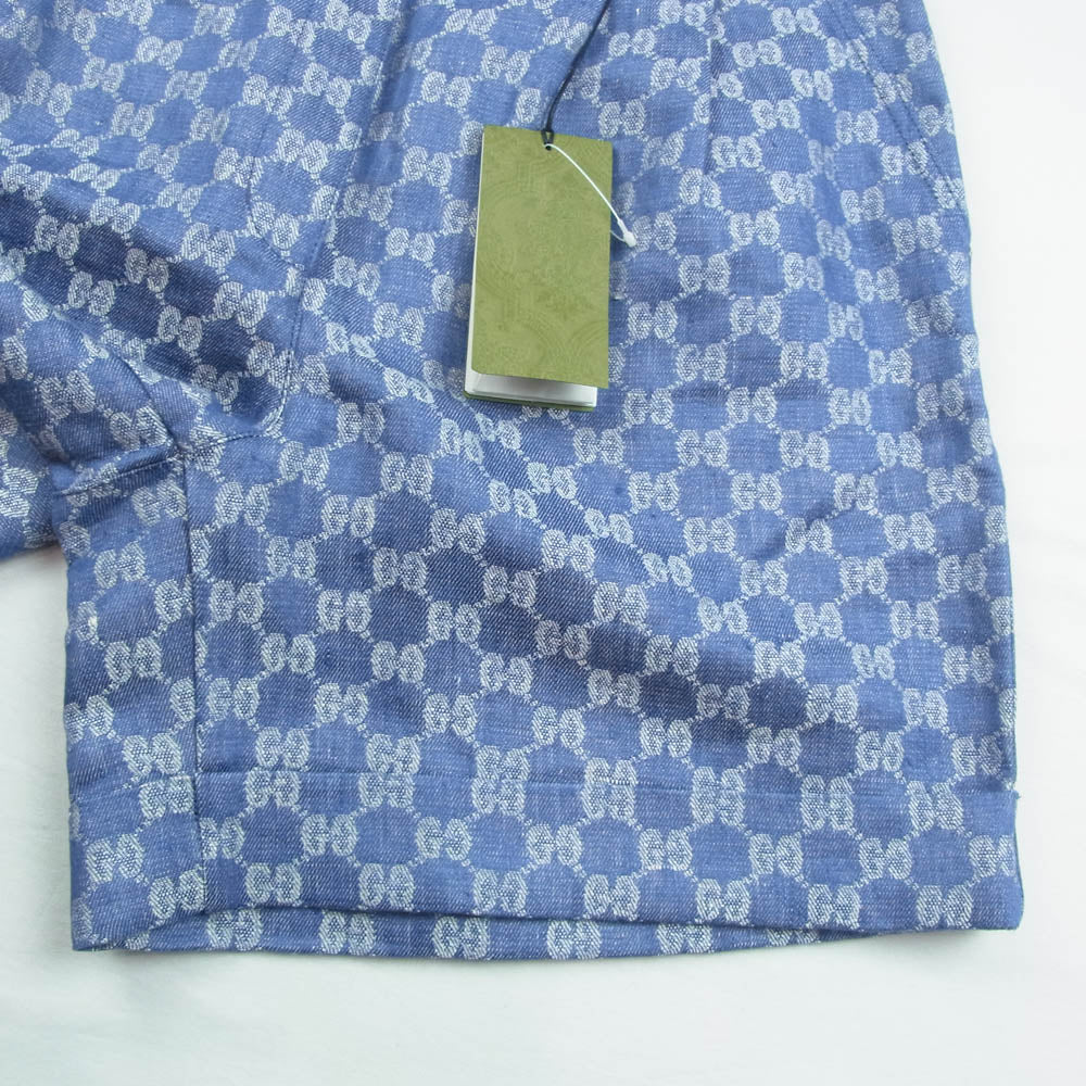 GUCCI グッチ 691892 GG総柄 リネン ショート パンツ ショーツ インディゴブルー系 46【極上美品】【中古】