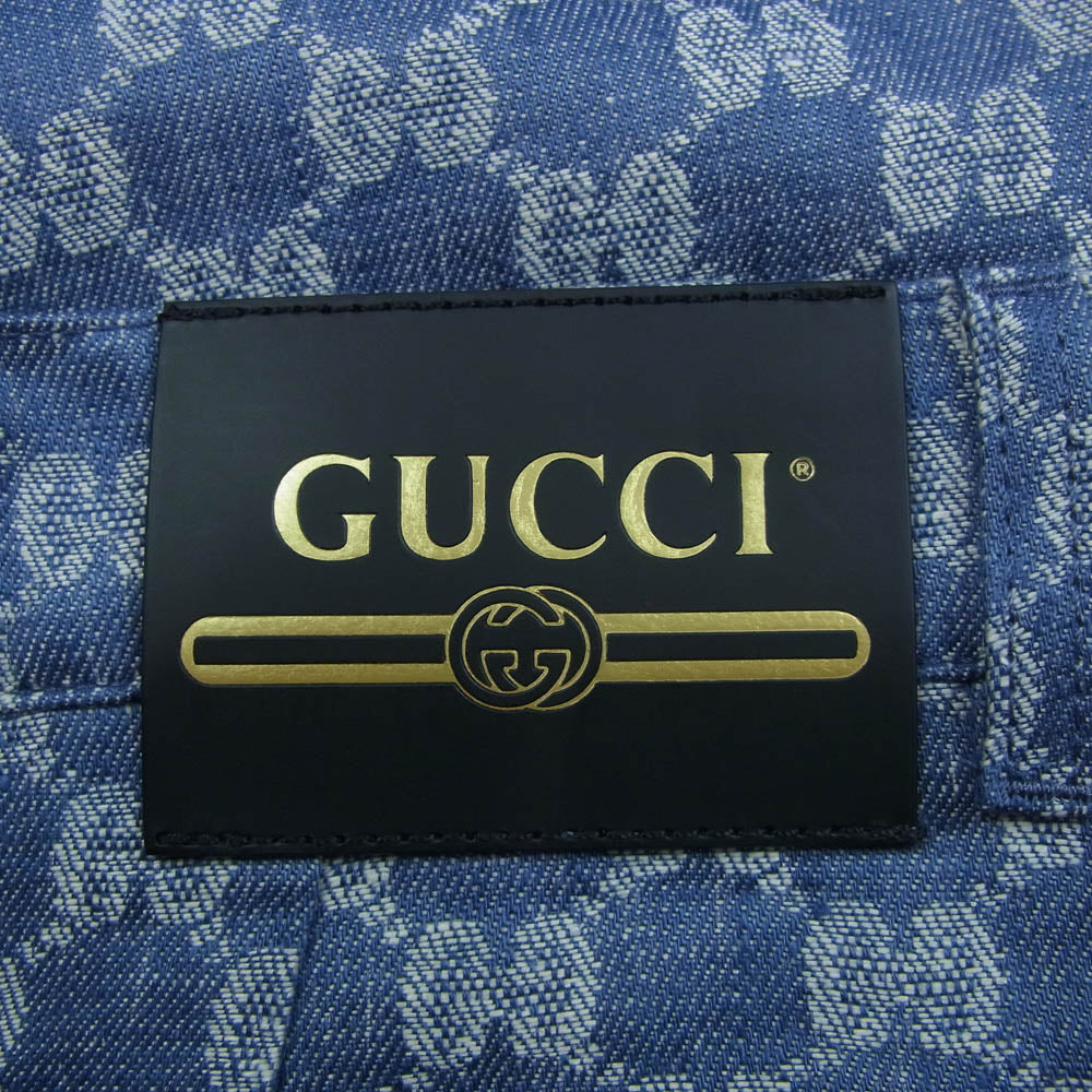 GUCCI グッチ 691892 GG総柄 リネン ショート パンツ ショーツ インディゴブルー系 46【極上美品】【中古】