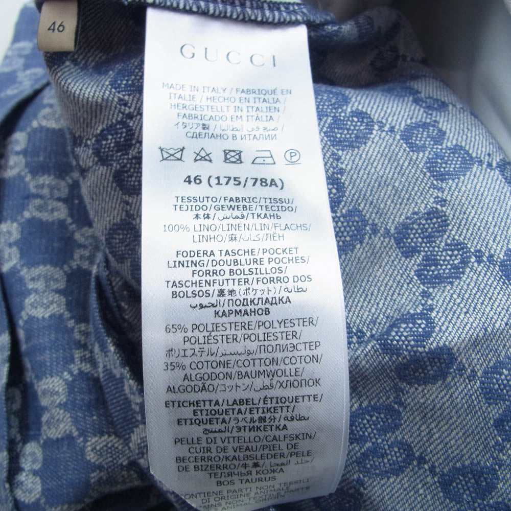 GUCCI グッチ 691892 GG総柄 リネン ショート パンツ ショーツ インディゴブルー系 46【極上美品】【中古】
