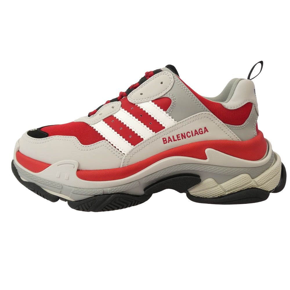 BALENCIAGA バレンシアガ 712821 ×adidas TRIPLE S TRAINERS アディダス トリプルエス スニーカー レッド系 グレー系 28.5【極上美品】【中古】
