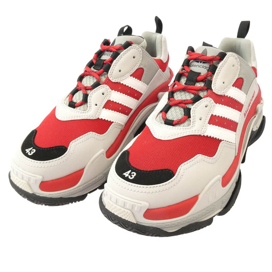 BALENCIAGA バレンシアガ 712821 ×adidas TRIPLE S TRAINERS アディダス トリプルエス スニーカー レッド系 グレー系 28.5【極上美品】【中古】
