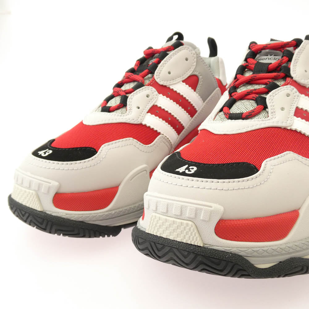 BALENCIAGA バレンシアガ 712821 ×adidas TRIPLE S TRAINERS アディダス トリプルエス スニーカー レッド系 グレー系 28.5【極上美品】【中古】