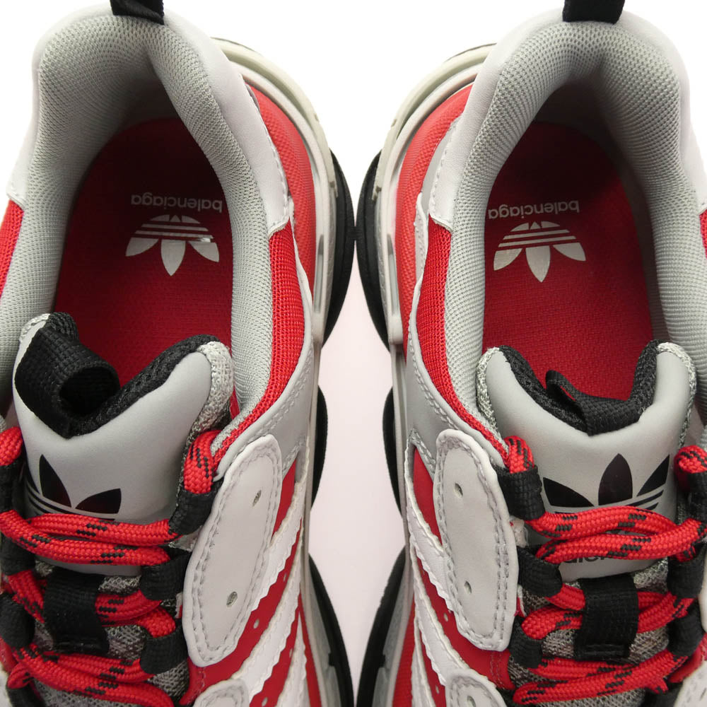 BALENCIAGA バレンシアガ 712821 ×adidas TRIPLE S TRAINERS アディダス トリプルエス スニーカー レッド系 グレー系 28.5【極上美品】【中古】
