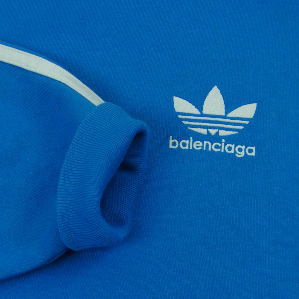 BALENCIAGA バレンシアガ 22AW 729322 adidas Hoodie Large Fit アディダス フーディー スウェット パーカー ライトブルー系 L【極上美品】【中古】
