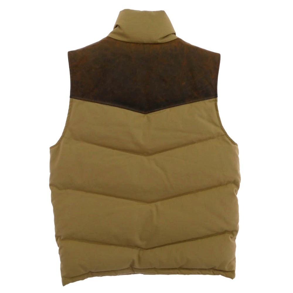 RALPH LAUREN ラルフローレン RUGBY ラグビー レザーヨーク切替 ダウンベスト ベージュ系 S【中古】