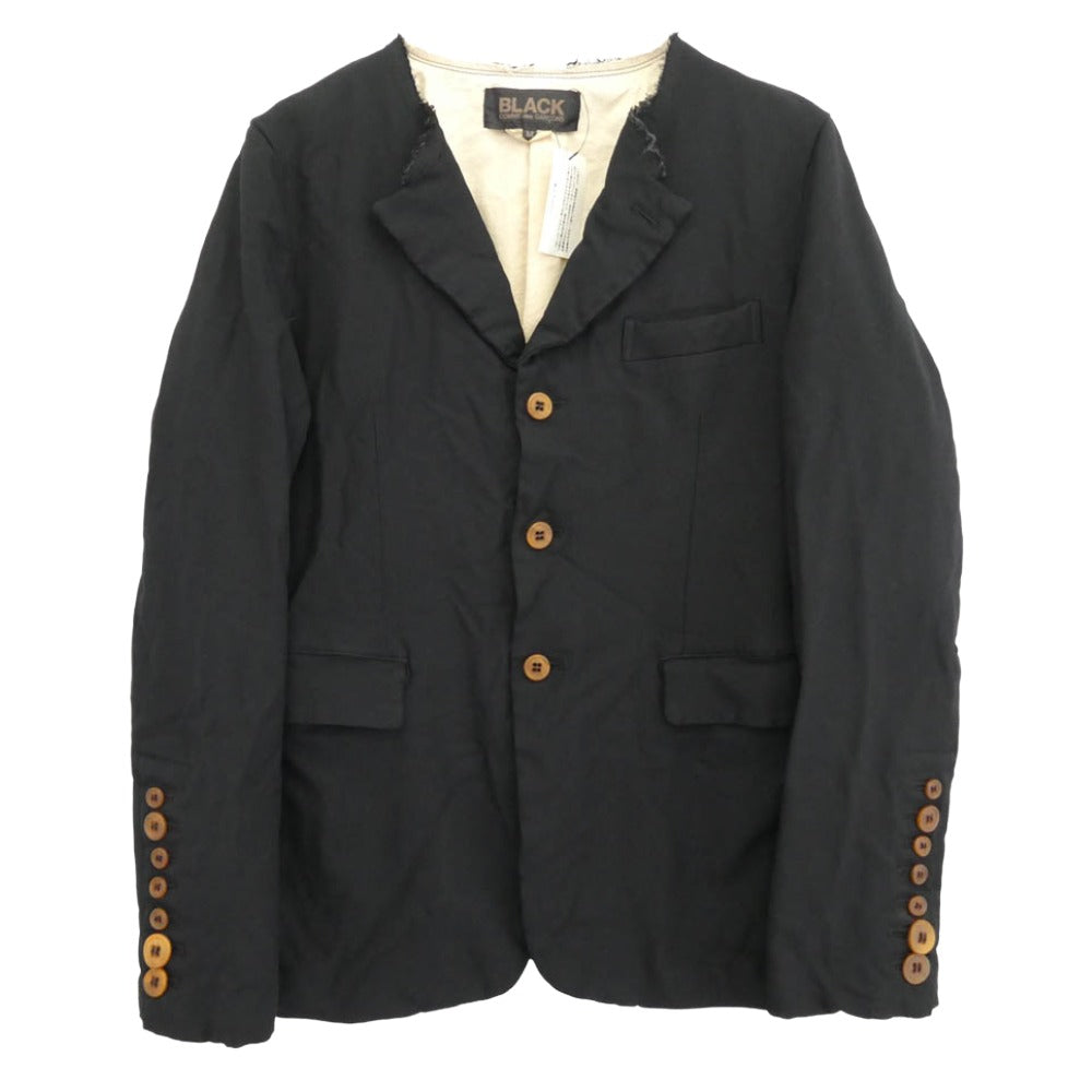 BLACK COMME des GARCONS ブラックコムデギャルソン 1P-J017 AD2015 エステル縮絨 襟変形 ブレザー テーラード ジャケット ブラック系 M【美品】【中古】