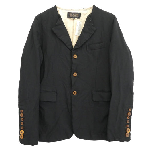BLACK COMME des GARCONS ブラックコムデギャルソン 1P-J017 AD2015 エステル縮絨 襟変形 ブレザー テーラード ジャケット ブラック系 M【美品】【中古】
