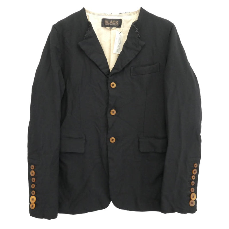 BLACK COMME des GARCONS ブラックコムデギャルソン 1P-J017 AD2015 エステル縮絨 襟変形 ブレザー テーラード ジャケット ブラック系 M【美品】【中古】